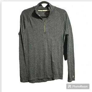 Smartwool Men's small gray quarter zip merino wool performance sweater pullover